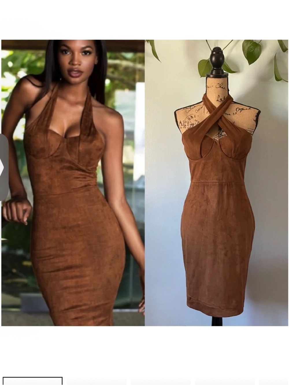 House of CB faux suede dress